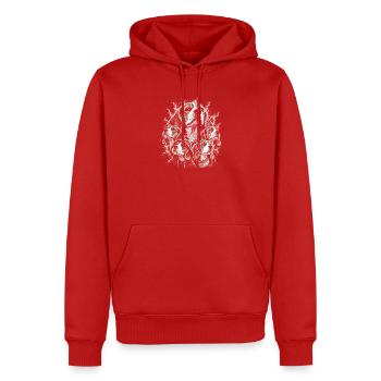 Hunde-Collage im Nebel-Look - Männer Premium Bio Hoodie - Rot - Vorne - Nico (187cm)