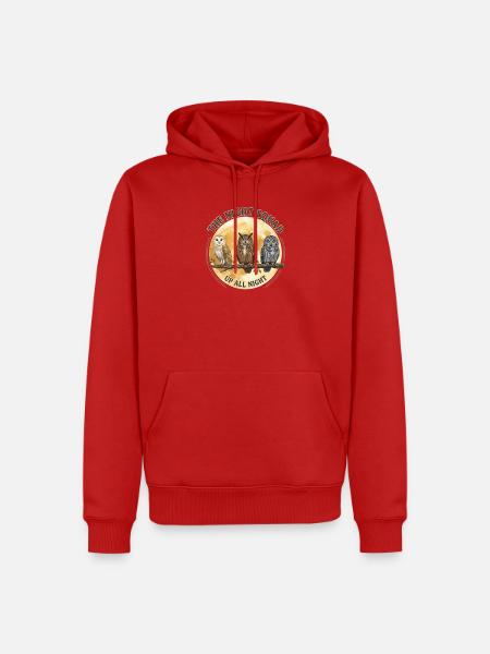 Drei Eulen unter dem Vollmond - Männer Premium Bio Hoodie - Rot