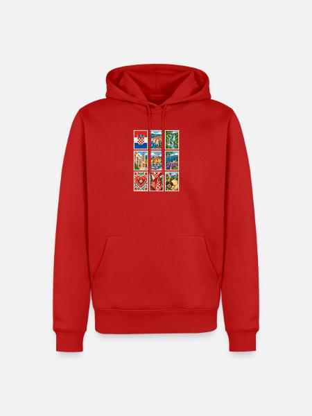 Kroatien Briefmarken - Männer Premium Bio Hoodie - Rot
