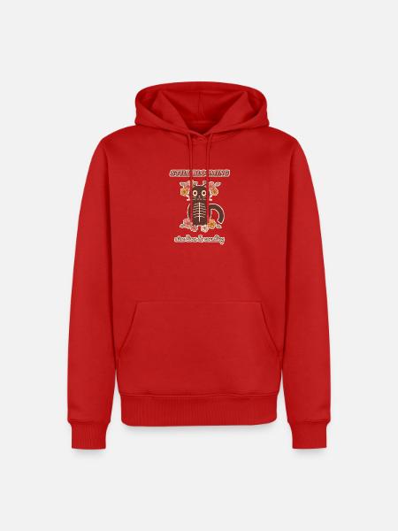 Noch blühende blühende Skelettkatze - Männer Premium Bio Hoodie - Rot