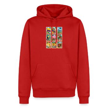 Kolumbien Briefmarken - Männer Premium Bio Hoodie - Rot - Vorne - Nico (187cm)