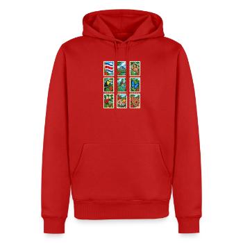 Costa Rica Briefmarken - Männer Premium Bio Hoodie - Rot - Vorne - Nico (187cm)