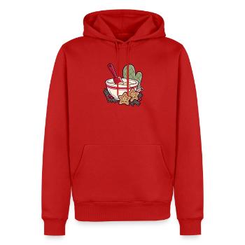Kekszeit im Schüssel-Design - Männer Premium Bio Hoodie - Rot - Vorne - Nico (187cm)