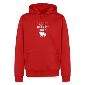 Therapiehund - Männer Premium Bio Hoodie - Rot - Vorne - Nico (187cm)