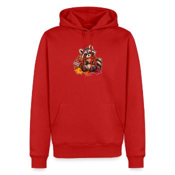 Herbst-Waschbär-Picknick - Männer Premium Bio Hoodie - Rot - Vorne - Nico (187cm)