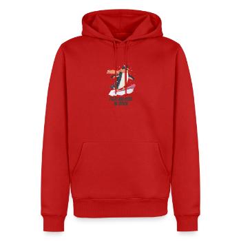 flight was never an option- Lustiger Pinguin - Männer Premium Bio Hoodie - Rot - Vorne - Nico (187cm)