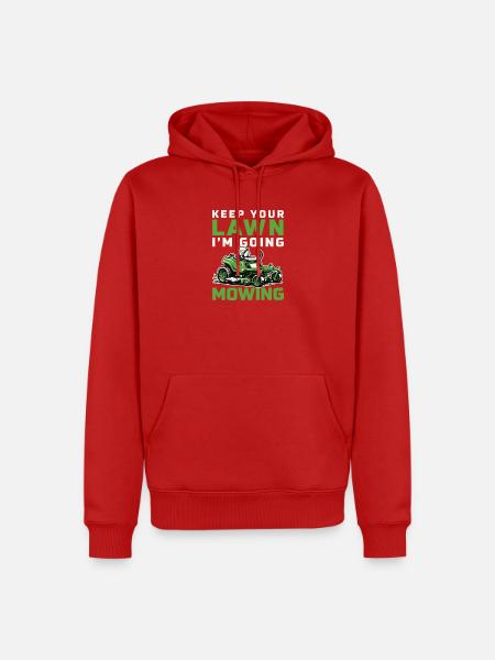 Rasenmähen Mit Zero Turn Aufsitzmäher - Männer Premium Bio Hoodie - Rot