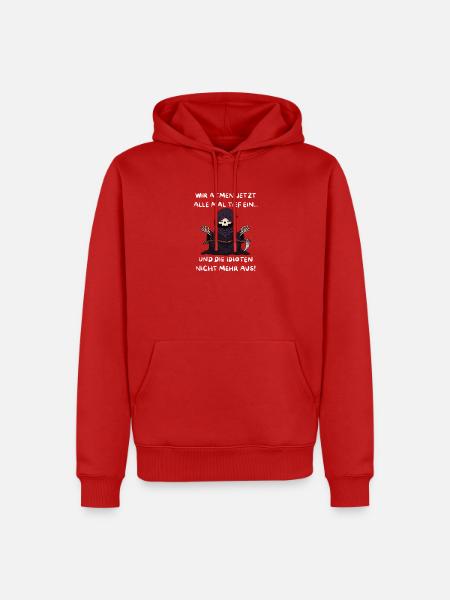 Tief Durchatmen Sensenmann Spruch Schwarzer Humor - Männer Premium Bio Hoodie - Rot