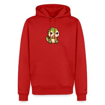 Süßer T-Rex Dinosaurier Cartoon Chibi Keks - Männer Premium Bio Hoodie - Rot - Vorne - Nico (187cm)