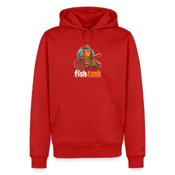 Fisch im Panzer Cartoon - Männer Premium Bio Hoodie - Rot - Vorne - Nico (187cm)