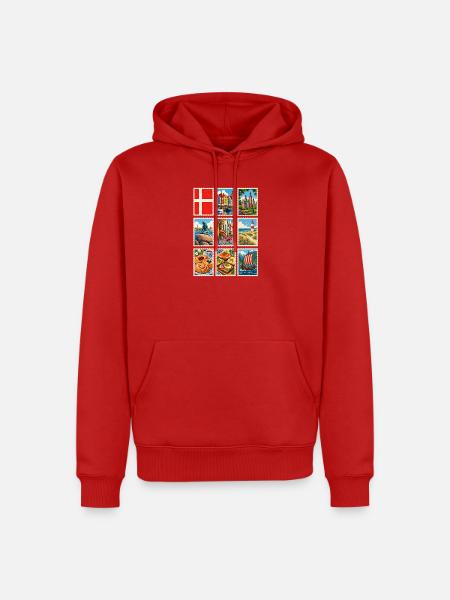 Dänemark Briefmarken - Männer Premium Bio Hoodie - Rot