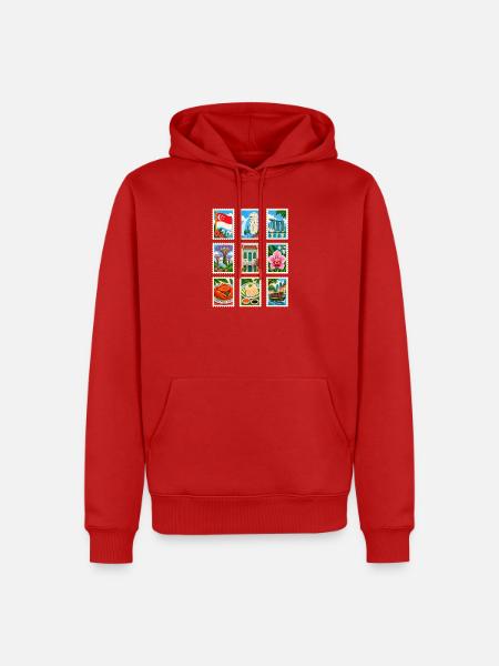 Singapur Briefmarken - Männer Premium Bio Hoodie - Rot