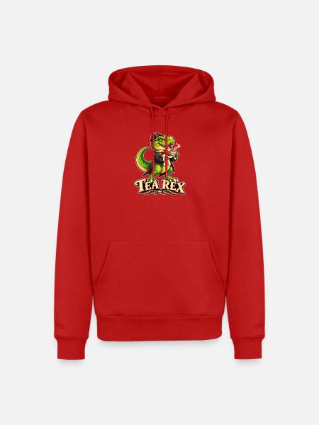 Tea Rex Teesaurus im Smoking - Männer Premium Bio Hoodie - Rot