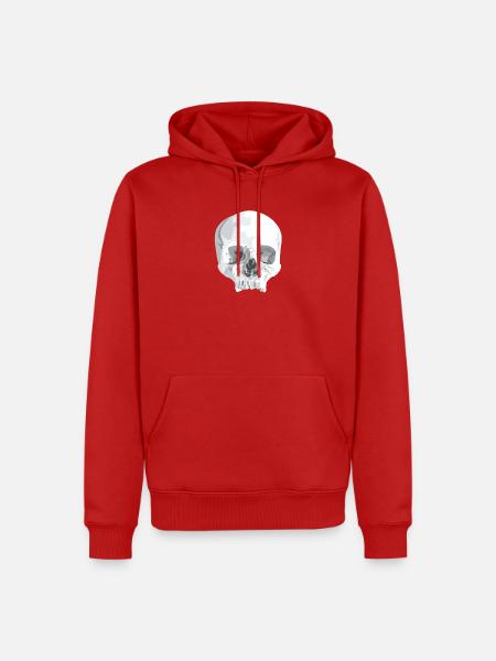 Grau Schädel Silhouette - Männer Premium Bio Hoodie - Rot