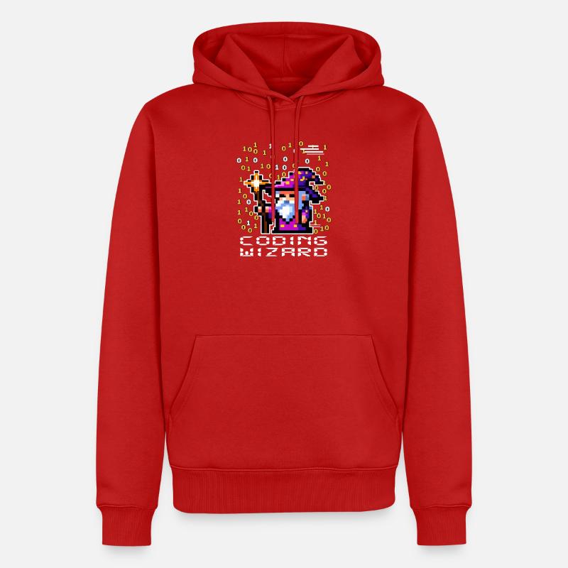 Sorcier Pixel Code - Sweat à capuche Premium bio Homme - rouge