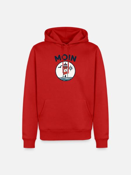 Leuchtturm am Meer Küstenmotiv - Männer Premium Bio Hoodie - Rot