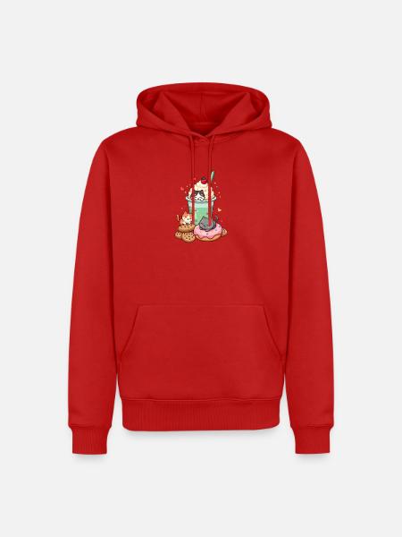 Katze, Süßes Kätzchen, Lustige Katze - Männer Premium Bio Hoodie - Rot