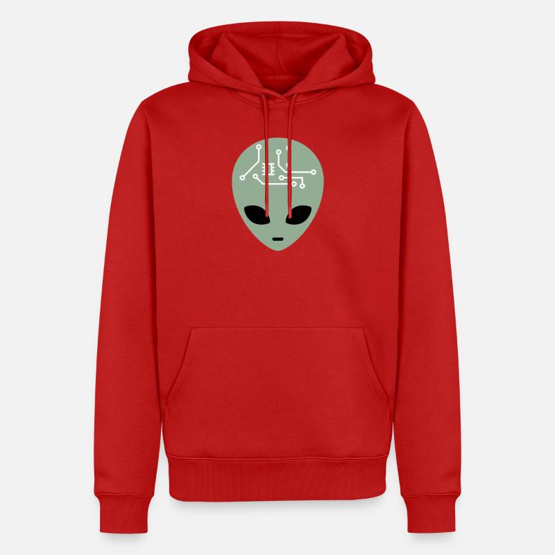 Alien Head avec circuits (trois couleurs) - Sweat à capuche Premium bio Homme - rouge