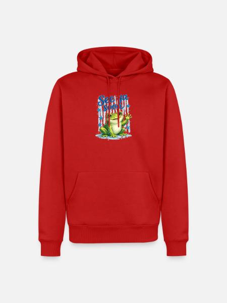 lustiger Frosch - Männer Premium Bio Hoodie - Rot