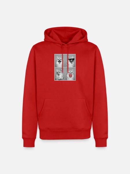 Hunde Zwergspitz Hund - Männer Premium Bio Hoodie - Rot
