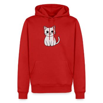 chaton gris - Sweat à capuche Premium bio Homme - rouge - Devant - Nico (187cm)