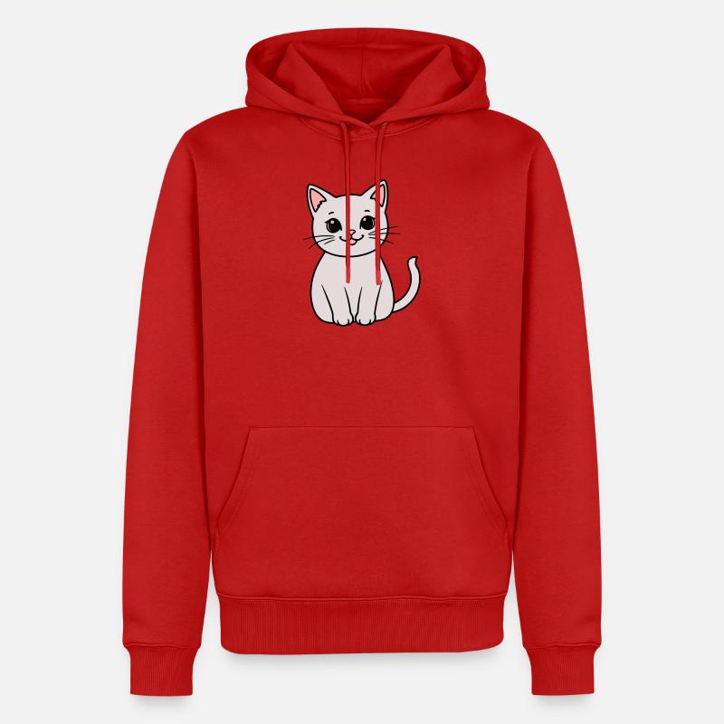 graues Kätzchen - Männer Premium Bio Hoodie - Rot