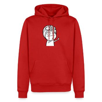 Mème avec casque de cyclomoteur (les couleurs peuvent être modifiées) - Sweat à capuche Premium bio Homme - rouge - Devant - Nico (187cm)