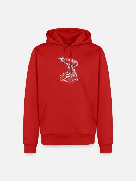 Akkuschrauber Werkzeug Heimwerker Design  - Männer Premium Bio Hoodie - Rot
