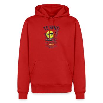 Tennis Chill: Erwachsene dürfen spielen - Männer Premium Bio Hoodie - Rot - Vorne - Nico (187cm)