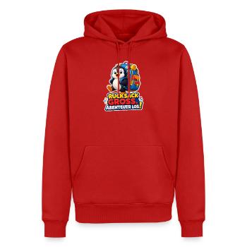 Pinguin Rucksack groß Abenteuer los Reise Humor - Männer Premium Bio Hoodie - Rot - Vorne - Nico (187cm)