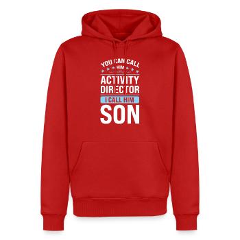 Aktivitäten Direktor Aktivitäten Direktor Geschenk - Männer Premium Bio Hoodie - Rot - Vorne - Nico (187cm)