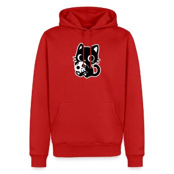 Cute Scary Cat with Skull | Kawaii Spooky Mot - Men’s Premium Organic Hoodie - red - Front - Nico (187cm)