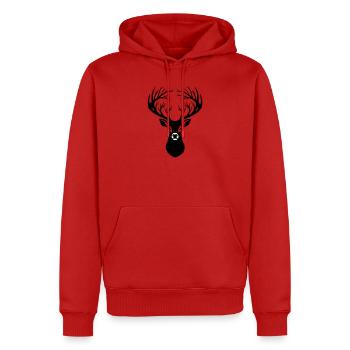 Silhouette de bois de cerf tête de cerf - Sweat à capuche Premium bio Homme - rouge - Devant - Nico (187cm)