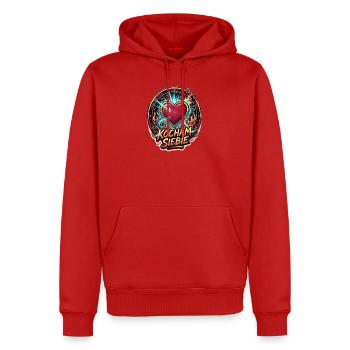 Ich liebe mich selbst – Cartoon-Herz-Streetwear - Männer Premium Bio Hoodie - Rot - Vorne - Nico (187cm)