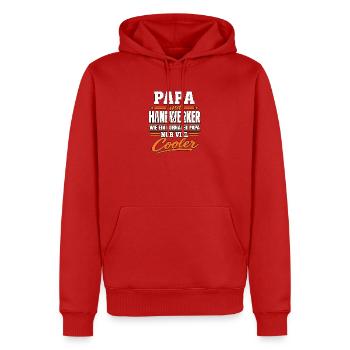 Papa Handwerker – Viel cooler als normal - Männer Premium Bio Hoodie - Rot - Vorne - Nico (187cm)
