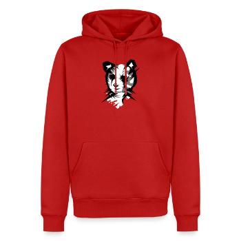Tête d’ours panda dans le style cubiste - Sweat à capuche Premium bio Homme - rouge - Devant - Nico (187cm)