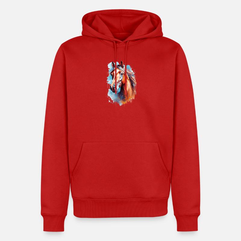 Conception du cheval Aqaurell - Sweat à capuche Premium bio Homme - rouge