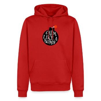 Calm Like Bomb Paradox Irony Humor Explosive Joke - Men’s Premium Organic Hoodie - red - Front - Nico (187cm)
