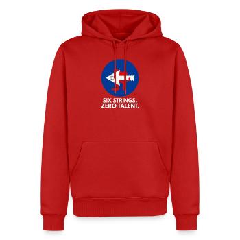 Six Strings Zero Talent - Männer Premium Bio Hoodie - Rot - Vorne - Nico (187cm)