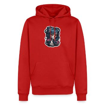 Tattoo Girl Skull Print - Männer Premium Bio Hoodie - Rot - Vorne - Nico (187cm)