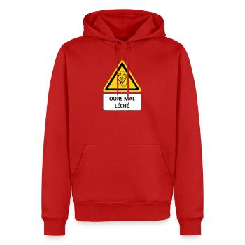 Ours mal léché - Sweat à capuche Premium bio Homme - rouge - Devant - Nico (187cm)