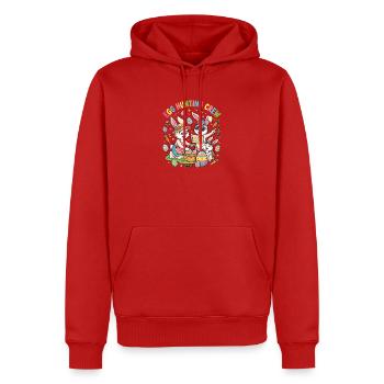 Famille Hoster Bunny - Collecteur d’œufs - Sweat à capuche Premium bio Homme - rouge - Devant - Nico (187cm)