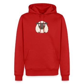 PETITS ACTIVISTES | Moutons - Sweat à capuche Premium bio Homme - rouge - Devant - Nico (187cm)
