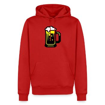 Icône du verre de bière - Sweat à capuche Premium bio Homme - rouge - Devant - Nico (187cm)