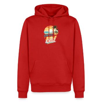 On est bien ici Plage tropical rétro - Sweat à capuche Premium bio Homme - rouge - Devant - Nico (187cm)