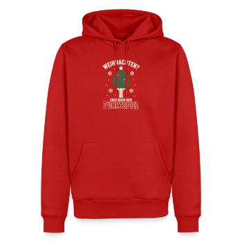 Tischtennis Weihnachten – Erst nach dem Punktspiel - Männer Premium Bio Hoodie - Rot - Vorne - Nico (187cm)