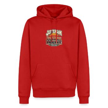 Jefferson Texas Vintage Stadtansicht - Männer Premium Bio Hoodie - Rot - Vorne - Nico (187cm)