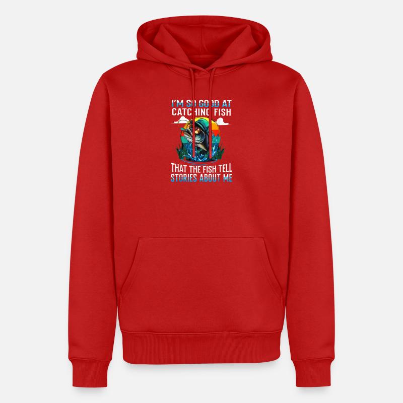 Attraper des histoires de poisson Tee - Sweat à capuche Premium bio Homme - rouge