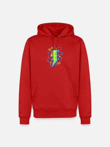 Energiestrahl mit Neonfarben - Männer Premium Bio Hoodie - Rot