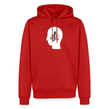 MUSIC IN MY MIND - Men’s Premium Organic Hoodie - red - Front - Nico (187cm)